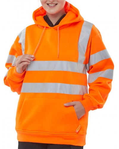 BSeen Hi-Vis Pull On Hoody Sweatshirt Orange